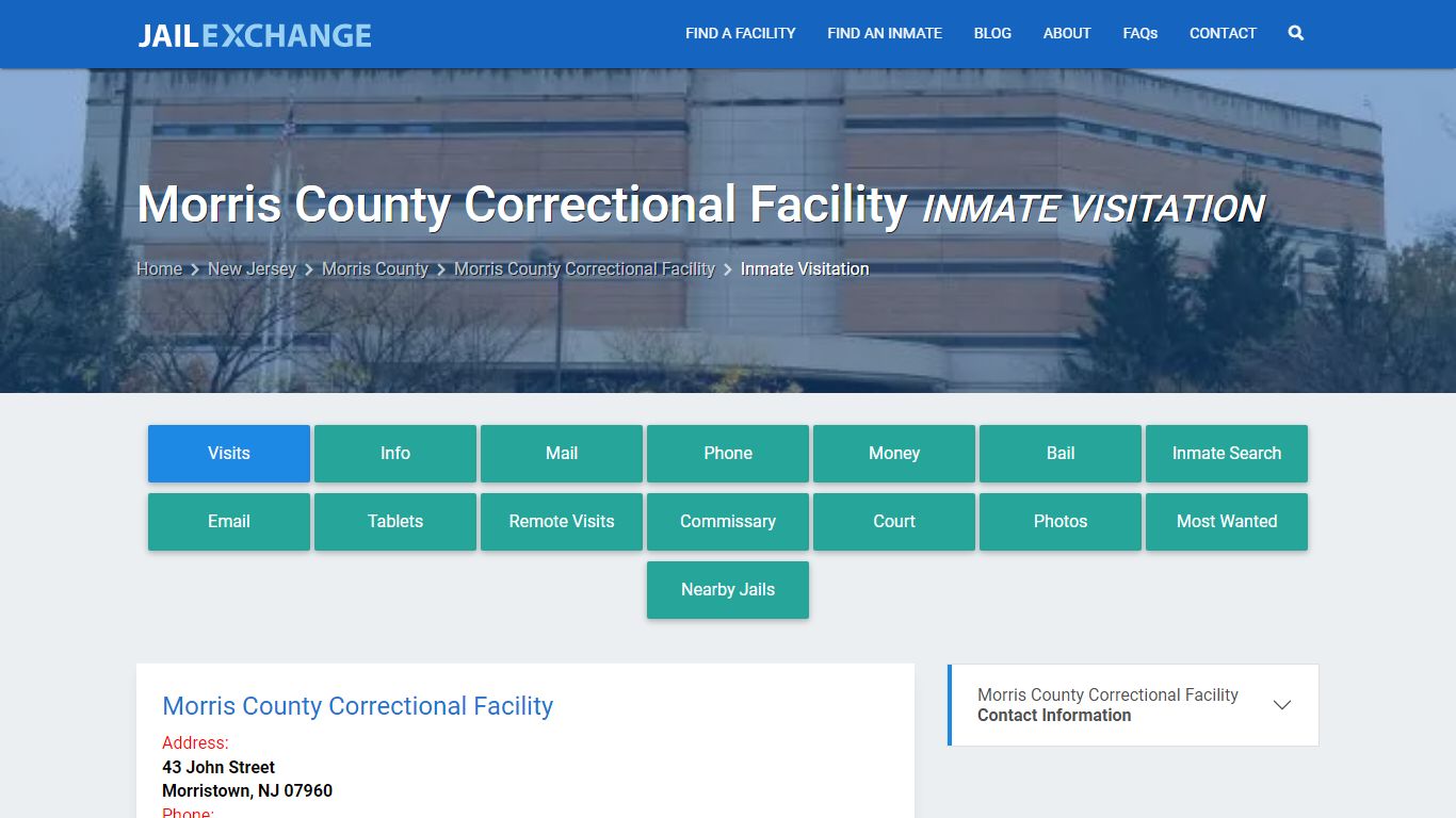 Inmate Visitation - Morris County Correctional Facility, NJ - Jail Exchange